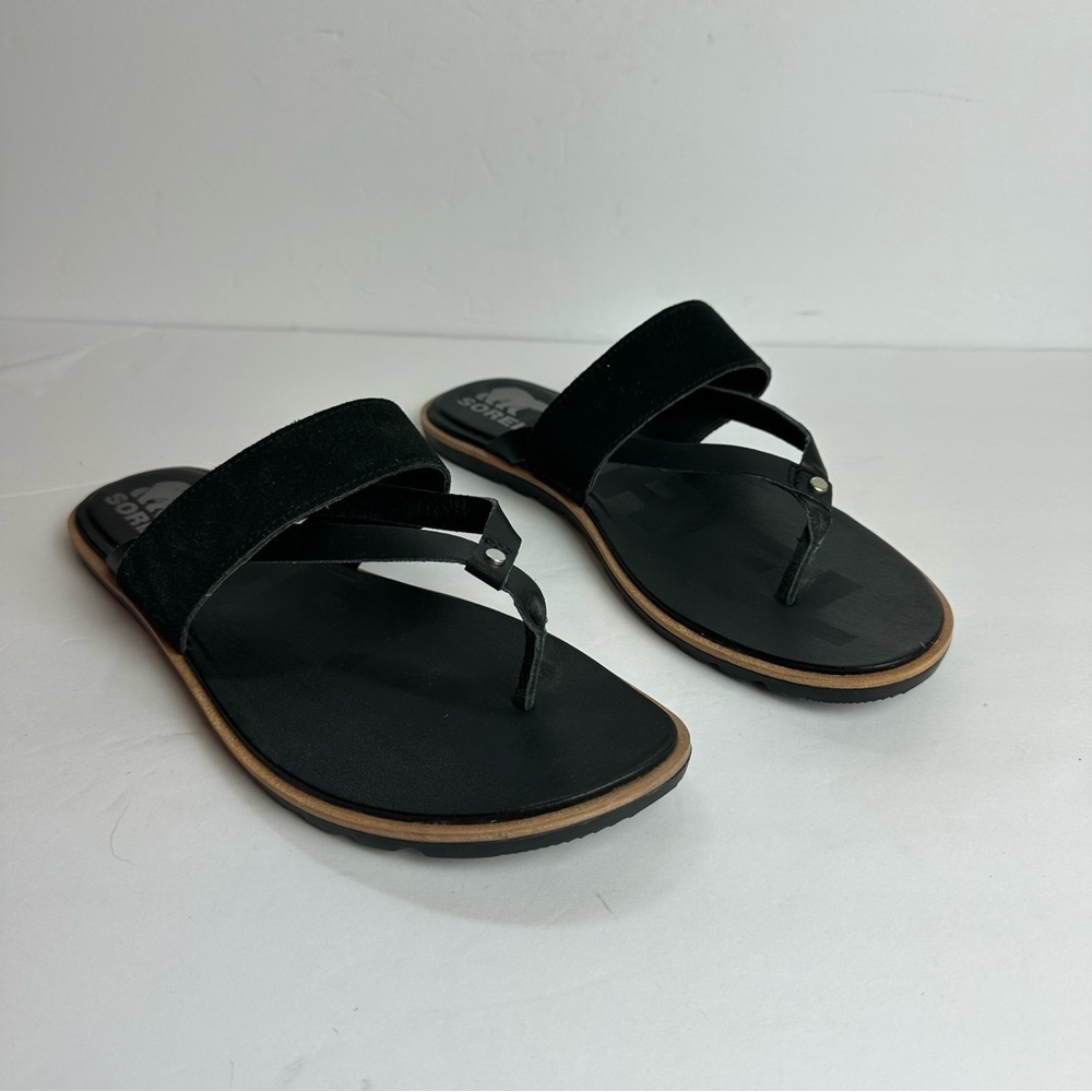 Sorel Ella II Sandals Women’s Size 10 Shoes Flip Flops Black Summer Leather